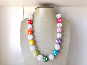 Rainbow Multi Color Chunky Statement Necklace, rainbow single strand, neon necklace, bubble jewelry, multi color jewelry, rainbow jewelry