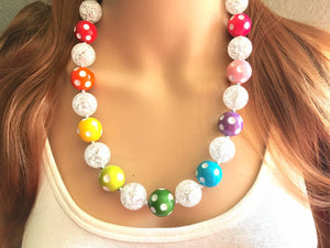 Rainbow Multi Color Chunky Statement Necklace, rainbow single strand, neon necklace, bubble jewelry, multi color jewelry, rainbow jewelry