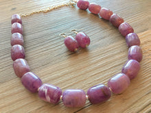 Load image into Gallery viewer, Smokey Purple Statement Necklace, Single Strand Chunky Beaded Necklace, purple Jewelry, Spring Jewelry, purple Necklace, purple beaded