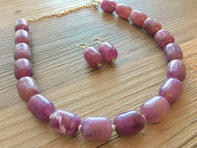 Smokey Purple Statement Necklace, Single Strand Chunky Beaded Necklace, purple Jewelry, Spring Jewelry, purple Necklace, purple beaded