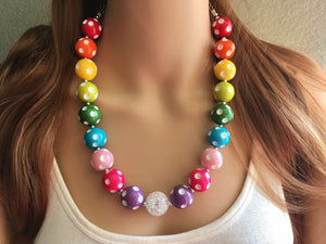 Rainbow Multi Color Chunky Statement Necklace, rainbow single strand, neon necklace, bubble jewelry, multi color jewelry, rainbow jewelry