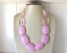 Load image into Gallery viewer, Big Bead pink Necklace, Single Strand Statement Jewelry, blush pink Chunky bib bridesmaid, baby pink jewelry, light pink necklace