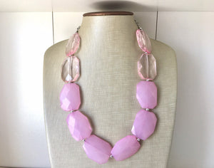 Big Bead pink Necklace, Single Strand Statement Jewelry, blush pink Chunky bib bridesmaid, baby pink jewelry, light pink necklace