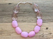 Load image into Gallery viewer, Big Bead pink Necklace, Single Strand Statement Jewelry, blush pink Chunky bib bridesmaid, baby pink jewelry, light pink necklace