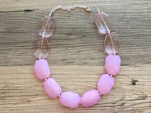 Big Bead pink Necklace, Single Strand Statement Jewelry, blush pink Chunky bib bridesmaid, baby pink jewelry, light pink necklace