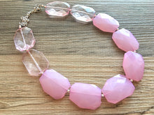 Load image into Gallery viewer, Big Bead pink Necklace, Single Strand Statement Jewelry, blush pink Chunky bib bridesmaid, baby pink jewelry, light pink necklace