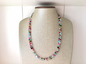 Rainbow Glass Multi Color Chunky Statement Necklace, rainbow single strand, multi color jewelry, rainbow jewelry single strand jewelry