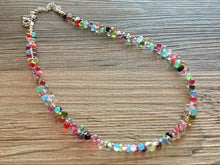 Load image into Gallery viewer, Rainbow Glass Multi Color Chunky Statement Necklace, rainbow single strand, multi color jewelry, rainbow jewelry single strand jewelry