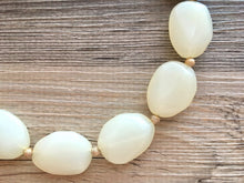 Load image into Gallery viewer, Vintage Big Bead cream Necklace, Single Strand Statement Jewelry, cream Chunky bib bridesmaid, vanilla necklace, gold accent