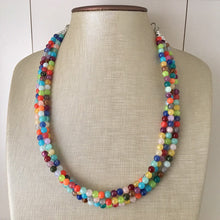 Load image into Gallery viewer, Triple Rainbow Beaded Necklace, Colorful Jewelry, Chunky statement necklace, beaded necklace, rainbow jewelry, rainbow baby confetti