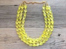 Load image into Gallery viewer, Sunshine Yellow Chunky Statement Necklace &amp;  earring Stretch Bracelet set  Beaded Jewelry, Yellow jewelry, bridesmaid gold jelly bean