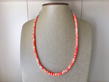 Load image into Gallery viewer, Neon Orange + White strand Beaded Statement Necklace, Chunky Bib white and orange Single Strand Jewelry tie dye swirl earrings bracelet
