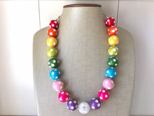 Load image into Gallery viewer, Rainbow Multi Color Chunky Statement Necklace, rainbow single strand, neon necklace, bubble jewelry, multi color jewelry, rainbow jewelry