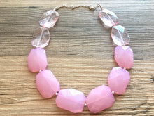 Load image into Gallery viewer, Big Bead pink Necklace, Single Strand Statement Jewelry, blush pink Chunky bib bridesmaid, baby pink jewelry, light pink necklace