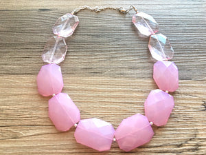 Big Bead pink Necklace, Single Strand Statement Jewelry, blush pink Chunky bib bridesmaid, baby pink jewelry, light pink necklace