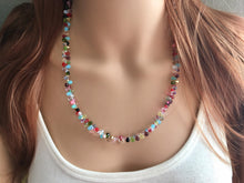 Load image into Gallery viewer, Rainbow Glass Multi Color Chunky Statement Necklace, rainbow single strand, multi color jewelry, rainbow jewelry single strand jewelry