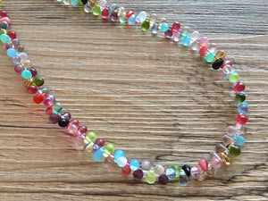 Rainbow Glass Multi Color Chunky Statement Necklace, rainbow single strand, multi color jewelry, rainbow jewelry single strand jewelry