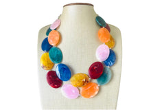 Load image into Gallery viewer, Rainbow Beaded Necklace, Colorful Jewelry, Chunky statement necklace, big beaded necklace, rainbow jewelry, statement rainbow baby