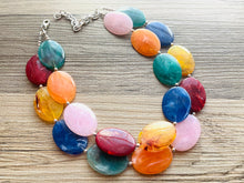 Load image into Gallery viewer, Rainbow Beaded Necklace, Colorful Jewelry, Chunky statement necklace, big beaded necklace, rainbow jewelry, statement rainbow baby