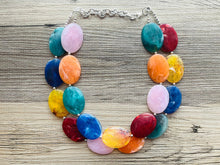 Load image into Gallery viewer, Rainbow Beaded Necklace, Colorful Jewelry, Chunky statement necklace, big beaded necklace, rainbow jewelry, statement rainbow baby