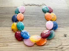 Load image into Gallery viewer, Rainbow Beaded Necklace, Colorful Jewelry, Chunky statement necklace, big beaded necklace, rainbow jewelry, statement rainbow baby