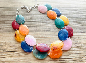 Rainbow Beaded Necklace, Colorful Jewelry, Chunky statement necklace, big beaded necklace, rainbow jewelry, statement rainbow baby