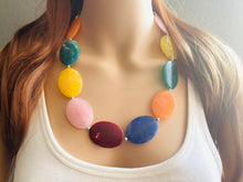 Load image into Gallery viewer, Rainbow Beaded Necklace, Colorful Jewelry, Chunky statement necklace, big beaded necklace, rainbow jewelry, statement rainbow baby