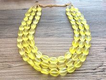Load image into Gallery viewer, Sunshine Yellow Chunky Statement Necklace &amp;  earring Stretch Bracelet set  Beaded Jewelry, Yellow jewelry, bridesmaid gold jelly bean