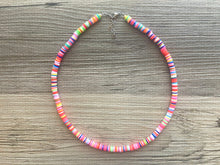 Load image into Gallery viewer, Rainbow Heishi Beaded Necklace, Colorful Jewelry, Chunky statement necklace, beaded necklace, rainbow jewelry baby, color block necklace