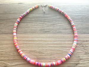 Rainbow Heishi Beaded Necklace, Colorful Jewelry, Chunky statement necklace, beaded necklace, rainbow jewelry baby, color block necklace