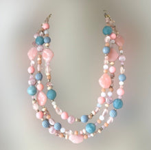 Load image into Gallery viewer, East Coast Seascape Statement Necklace, Gold Champagne Rosegold White Blue necklace, gold chunky bib necklace, rose gold