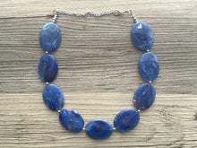 Load image into Gallery viewer, Royal Blue Chunky Statement Necklace, Big beaded jewelry, single strand Statement Necklace, chunky royal blue bib jewelry earrings