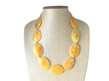 Load image into Gallery viewer, Sunny Yellow Chunky Statement Necklace, Big beaded jewelry, single strand Statement Necklace, chunky marigold bib jewelry earrings