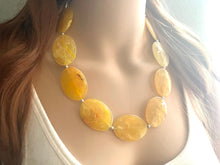 Load image into Gallery viewer, Sunny Yellow Chunky Statement Necklace, Big beaded jewelry, single strand Statement Necklace, chunky marigold bib jewelry earrings