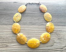 Load image into Gallery viewer, Sunny Yellow Chunky Statement Necklace, Big beaded jewelry, single strand Statement Necklace, chunky marigold bib jewelry earrings