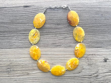 Load image into Gallery viewer, Sunny Yellow Chunky Statement Necklace, Big beaded jewelry, single strand Statement Necklace, chunky marigold bib jewelry earrings