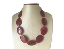 Load image into Gallery viewer, Deep Red Chunky Statement Necklace, Big beaded jewelry, single strand Statement Necklace, chunky red bib jewelry earrings