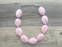 Load image into Gallery viewer, Blush Pink Chunky Statement Necklace, Big beaded jewelry, single strand Statement Necklace, chunky pink bib jewelry earrings