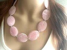 Load image into Gallery viewer, Blush Pink Chunky Statement Necklace, Big beaded jewelry, single strand Statement Necklace, chunky pink bib jewelry earrings