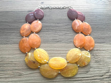 Load image into Gallery viewer, Yellow Orange Red Chunky Statement Necklace, Big beaded jewelry, multi strand Statement Necklace, red yellow jewelry earrings