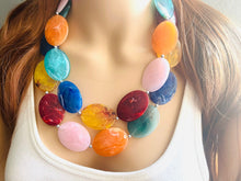 Load image into Gallery viewer, Rainbow Beaded Necklace, Colorful Jewelry, Chunky statement necklace, big beaded necklace, rainbow jewelry, statement rainbow baby