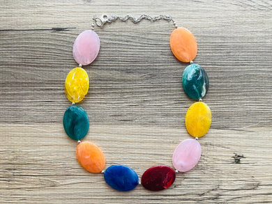 Rainbow Beaded Necklace, Colorful Jewelry, Chunky statement necklace, big beaded necklace, rainbow jewelry, statement rainbow baby