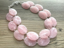 Load image into Gallery viewer, Blush Pink Chunky Statement Necklace, Big beaded jewelry, multi strand Statement Necklace, chunky baby pink bib jewelry earrings