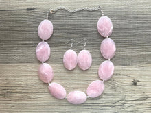 Load image into Gallery viewer, Blush Pink Chunky Statement Necklace, Big beaded jewelry, single strand Statement Necklace, chunky pink bib jewelry earrings