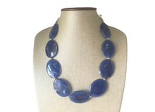 Load image into Gallery viewer, Royal Blue Chunky Statement Necklace, Big beaded jewelry, single strand Statement Necklace, chunky royal blue bib jewelry earrings