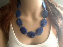 Load image into Gallery viewer, Royal Blue Chunky Statement Necklace, Big beaded jewelry, single strand Statement Necklace, chunky royal blue bib jewelry earrings