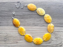 Load image into Gallery viewer, Sunny Yellow Chunky Statement Necklace, Big beaded jewelry, single strand Statement Necklace, chunky marigold bib jewelry earrings