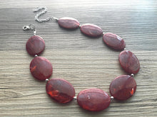 Load image into Gallery viewer, Deep Red Chunky Statement Necklace, Big beaded jewelry, single strand Statement Necklace, chunky red bib jewelry earrings