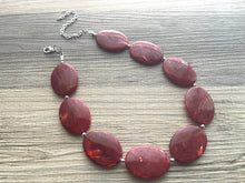 Load image into Gallery viewer, Deep Red Chunky Statement Necklace, Big beaded jewelry, single strand Statement Necklace, chunky red bib jewelry earrings