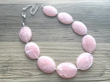 Load image into Gallery viewer, Blush Pink Chunky Statement Necklace, Big beaded jewelry, single strand Statement Necklace, chunky pink bib jewelry earrings